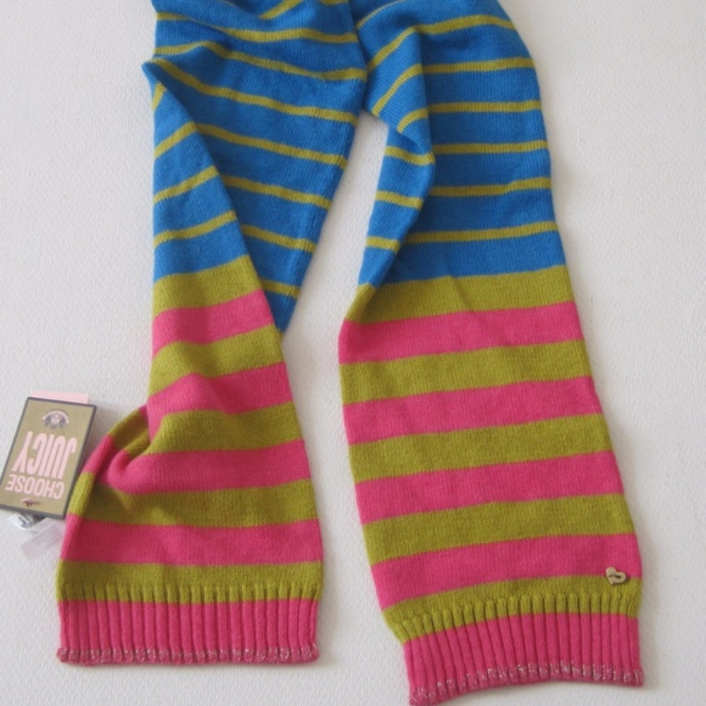 JUICY COUTURE Scarf Striped Knitted Multicolor New